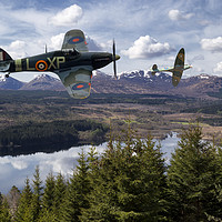 Buy canvas prints of Hurricane and Spitfire, Brothers in arms by Rob Lester