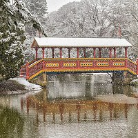 Buy canvas prints of Snowfall, Swiss Bridge,Birkenhead Park by Rob Lester