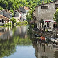 Buy canvas prints of The lazy river Dronne at Brantome by Rob Lester