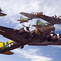 Buy canvas prints of B17s Sky Warriors  by Rob Lester