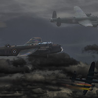 Buy canvas prints of Avro Lancasters_ The Heros Fall by Rob Lester