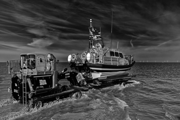 Hoylake Lifeboat Launch Picture Board by Rob Lester