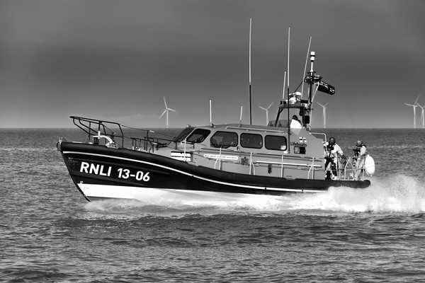 Hoylake Lifeboat High speed pass_Mono Picture Board by Rob Lester