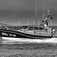 Buy canvas prints of Hoylake Lifeboat High speed pass_Mono by Rob Lester