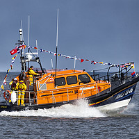 Buy canvas prints of Hoylake Lifeboat at speed by Rob Lester