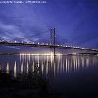 Buy canvas prints of The Forth Road Bridge in Scotland at dusk by Steve Garrity