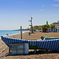 Buy canvas prints of Fishing boats Playa del Penoncillo Torrox Costa Spain by Andy Evans Photos
