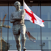 Buy canvas prints of Bobby Moore Statue England Flag Wembley Stadium by Andy Evans Photos