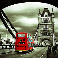 Buy canvas prints of Tower Bridge Red Bus London England by Andy Evans Photos