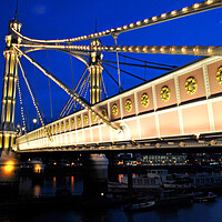Buy canvas prints of Albert Bridge River Thames London England by Andy Evans Photos