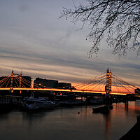 Buy canvas prints of Sunset over Albert Bridge and the River Thames in Chelsea and Ba by Andy Evans Photos