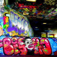 Buy canvas prints of Graffiti Street Art The Undercroft Southbank Skate Park London by Andy Evans Photos