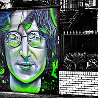 Buy canvas prints of John Lennon Mural Street Art in Camden Town London by Andy Evans Photos