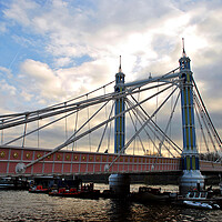 Buy canvas prints of Albert Bridge River Thames London England UK by Andy Evans Photos