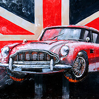 Buy canvas prints of Aston Martin DB5 Sports Car Union Jack by Andy Evans Photos