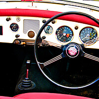 Buy canvas prints of MG A Classic British Sports Car Interior by Andy Evans Photos