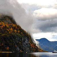 Buy canvas prints of Aurlandsfjord Flam Norwegian Fjord Norway Scandinavia by Andy Evans Photos