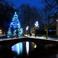 Buy canvas prints of Bourton on the Water Christmas Tree Cotswolds by Andy Evans Photos