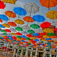 Buy canvas prints of Vibrant Umbrellas Transform Torrox Square by Andy Evans Photos