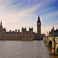 Buy canvas prints of Quintessential Thames Vista: Westminster's Icons by Andy Evans Photos