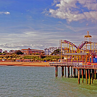 Buy canvas prints of Clacton On Sea Pier And Beach Essex UK by Andy Evans Photos