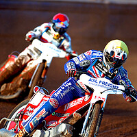 Buy canvas prints of Great Britain Speedway Motorcycle Action by Andy Evans Photos