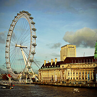 Buy canvas prints of London Eye South Bank River Thames UK by Andy Evans Photos