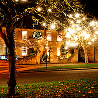 Buy canvas prints of Broadway Christmas Lights Cotswolds Worcestershire by Andy Evans Photos