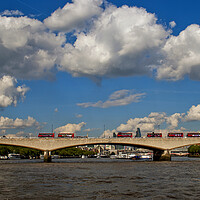 Buy canvas prints of Red London Buses Waterloo Bridge England by Andy Evans Photos