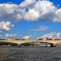 Buy canvas prints of Red London Buses Waterloo Bridge England by Andy Evans Photos
