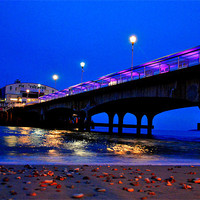Buy canvas prints of Bournemouth Pier at Night Time, Dorset. by Andy Evans Photos
