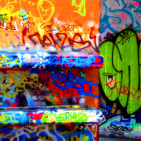 Buy canvas prints of Southbank Skate Park Graffiti London by Andy Evans Photos