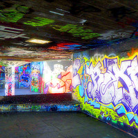 Buy canvas prints of Graffiti street art Southbank London by Andy Evans Photos