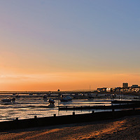 Buy canvas prints of Sunset over Thorpe Bay beach near Southend on Sea  by Andy Evans Photos