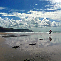 Buy canvas prints of Sandy beach Brittany Bretagne France by Andy Evans Photos