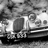 Buy canvas prints of Jaguar classic vintage car front view by Andy Evans Photos