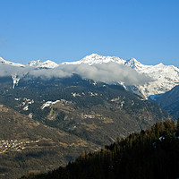 Buy canvas prints of Mont Blanc from La Tania 3 Valleys French Alps by Andy Evans Photos