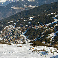 Buy canvas prints of Meribel 3 Valleys ski area French Alps France by Andy Evans Photos