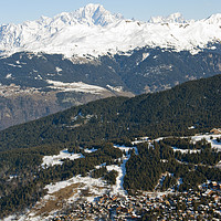 Buy canvas prints of Meribel and Mont Blanc French Alps France by Andy Evans Photos
