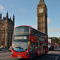 Buy canvas prints of Big Ben Red Bus on Westminster Bridge London by Andy Evans Photos