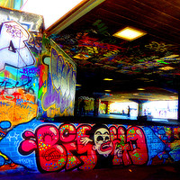 Buy canvas prints of Southbank Skate Park Graffiti Street Art London by Andy Evans Photos