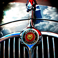 Buy canvas prints of Jaguar Classic Car Leaper Bonnet Hood Ornament by Andy Evans Photos
