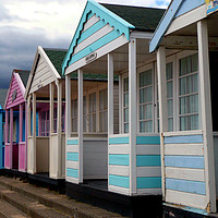 Buy canvas prints of Charming Beach Huts with a View by Andy Evans Photos