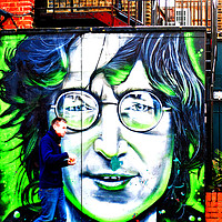 Buy canvas prints of John Lennon Mural Street Art Camden London by Andy Evans Photos