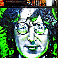 Buy canvas prints of John Lennon Mural Street Art in Camden Town London by Andy Evans Photos