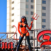Buy canvas prints of Devil Woman Las Vegas Strip America by Andy Evans Photos