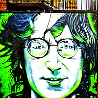 Buy canvas prints of John Lennon Street Art Mural Camden by Andy Evans Photos