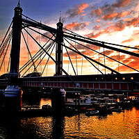 Buy canvas prints of Albert Bridge Sunset River Thames London by Andy Evans Photos