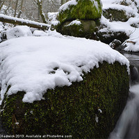 Buy canvas prints of a snowy green rock by Robert Chadwick