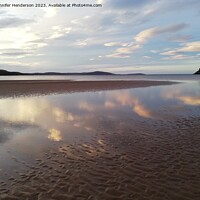 Buy canvas prints of Gruinard beach cloud reflections by Jennifer Henderson